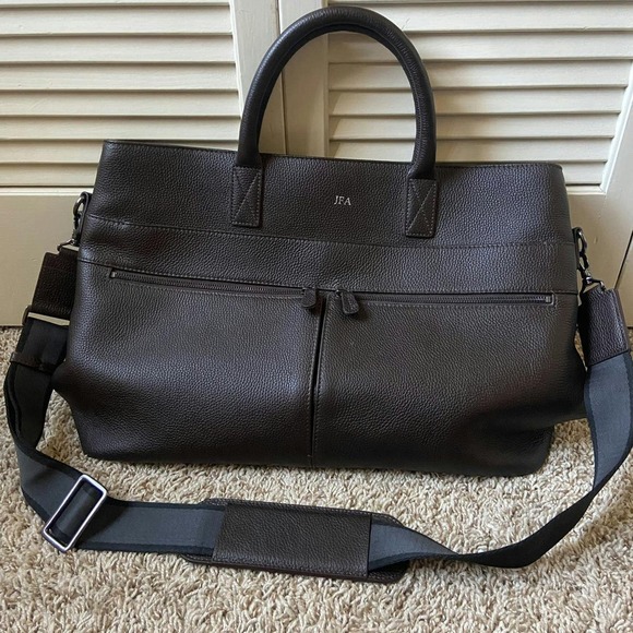 Mark & Graham Leather Briefcase Bag Chocolate Brown Shoulder Side Bag